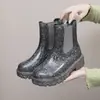 Botas de Chuva Martin Transfronteiriças para Mulheres, Novo Estilo, Sapatos Impermeáveis de Solado Grosso, Botas de Chuva de Gelatina Antiderrapantes de Cano Curto Estilo Japonês
