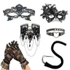 Accesorios de Halloween Set de Máscara de Encaje de Media Cara Collar Gótico Diadema Pendientes Guantes Máscara de Ojos de Mascarada