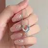 Colar de Estrela e Lua Mobius Prata Caçador de Sonhos Colar da Lua Galáctica Corrente para Clavícula Feminina Joia de Nicho de Luxo Leve