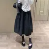 Saia de Bolinhas Estilo Coreano Feminina Outono Inverno Petite Formato Pera Saia Berkeley Cintura Alta Linha A Saia Guarda-Chuva Botão