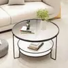 Mesa de centro de vidrio color crema para salas de estar pequeñas, mesa auxiliar redonda para uso doméstico, mini mesa minimalista, moderna y de lujo ligero de moda