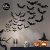 Calcomanías de Murciélago Negro de Halloween Personalizadas Suministros Decorativos 88 Piezas en un Paquete Calcomanías de Murciélago Estéreo 3D Calcomanías de Decoración para Fiesta