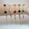 Pulseira Colorida de Madrepérola de Trevo de Quatro Folhas de Luxo Leve para Mulheres, Venda Quente Transfronteiriça, Joias de Aço Titânio Ouro 18K de Alto Padrão de Nicho no Atacado