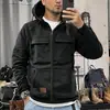 Sudadera con capucha para hombre de nueva temporada Primavera/Otoño, cremallera, múltiples bolsillos con solapa, pantalones, jersey, chaqueta deportiva casual con forro polar
