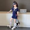 Traje Casual de Moda para Niñas Verano Nuevo Conjunto de Dos Piezas Estilo Universitario para Niños Elegante Conjunto de Camisa Polo para Niños Mayores
