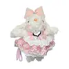Nova Saia de Renda Rosa Resistente Chaveiro de Coelho Plush de Orelhas Longas Lolita Fofa Boneca Coelho Pingente de Bolsa