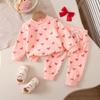 Conjunto de Duas Peças para Meninas no Dia dos Namorados, Novo Estilo Outono e Inverno, Roupa Casual Infantil para Meninas Jovens, Gola Redonda, Conjunto Infantil de Manga Longa