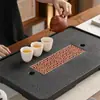 Nueva Bandeja de Té Almacenadora de Agua Imitación Piedra Wujin Tamaño Grande Sala de Estar Escritorio del Hogar Mesa de Té Bandeja de Té Drenante y Almacenadora de Gama Alta