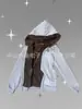 Sudadera con capucha gruesa de forro polar para mujer, estilo retro americano, chica picante, diseño único, cremallera, casual, ajustada en la cintura