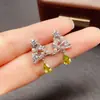 Pendientes Populares de Peridoto Transfronterizos para Mujer, Joyería de Plata 925 de Alta Gama de Nicho, Joyería de Lujo 4*6, Ventas Directas de Fábrica