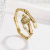 Estilo retro bronze bambu folha anel Moda Luz luxo nicho design retro Ring Factory atacado