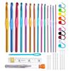 Juego de Ganchillos Seleccionado Cuidadosamente de Fabricante de Estuches de Cuero, Ganchillos de Metal de Aluminio Coloridos de 22 Piezas, Juego de 100 Piezas, Bolsa de Ganchillos para Hilo, Crochet