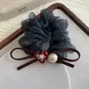 Novo acessório de cabelo de alta qualidade com laço e pérolas, cordão, elástico de cabelo requintado e elegante estilo francês