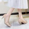 Tacones altos franceses para mujer, tacón de aguja, primavera y otoño 2023, nuevos zapatos puntiagudos con diamantes de imitación. Gran cantidad de Cong
