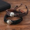 Comercio electrónico transfronterizo puntos calientes aleación baloncesto pulsera de cuero para hombre pulsera tejida a mano de cuero