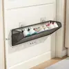 Zapatero de baño, montado en la pared, no requiere taladro, estante de almacenamiento ahorrador de espacio para pantuflas y artículos varios en el baño