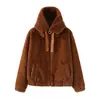 Otoño/Invierno 2026 Nueva Chaqueta de Felpa para Mujer con Capucha Manga Larga Abrigo de Algodón Cálido Color Sólido Top Corto A996