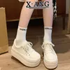 Zapatos de Plataforma con Suela Gruesa para Aumentar la Altura para Mujeres Menudas, Mocasines de Punta Ancha, Nuevos Estilos Primavera 2026 Tenis Blancos de Piel Genuina
