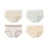 Ropa Interior de Algodón Crudo de Color Clase A para Mujer, Algodón Puro, Antibacteriana, Algodón Completo, Entrepierna Extendida, Cintura Media, Pantalones Cortos de Triángulo con Ribete de Encaje