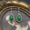 Conjunto de Brincos e Colar de Gota Esmeralda Estilo Palácio Francês Vintage de Qingdao, Vestido de Alta Costura Combinado com Acessórios de Joias de Luxo Leve