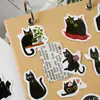 Caixa de Adesivos Gato Preto Gatinho Fofo Animal Desenho Animado Material DIY para Diário Adesivos de Decoração para Diário