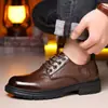 Sapatos Martin de Cano Baixo para Homens, Sapatos Esportivos de Couro, Sapatos de Couro Retro Estilo Britânico para Negócios, Sapatos de Trabalho Casuais para Homens com Solado Macio e Biqueira Larga