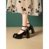 Zapatos Mary Jane de una correa para mujer 2025 Estilo Primavera y Otoño con falda Tacón grueso Suela gruesa Flats Tacones altos rojos pequeños