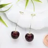 Venta Caliente Estilo Ins Coreanos Artificiales Personalizados Pendientes de Cereza Cereza Elegantes Europeos y Americanos Pendientes de Clip para Oreja sin Perforación