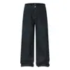 G1925 Estilo Retro Americano Unisex Moderno Estampado de Leopardo Lavado Diseño de Alta Gama Jeans Anchos Sueltos para Hombre