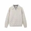 Suéter de Tricô Falso Duas Peças com Gola Lapela Torcida para Outono e Inverno Masculino, Tricô Espesso Estilo Preguiçoso com Gola V, Blusa Solta Tendência