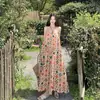 Ropa de Viaje Tailandia Xishuangbanna Vacaciones en la Costa Estilo Bohemio Étnico Estampado Vestido Holgado de Tirantes