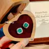 Anillo Rosa Rosa Diamante Aguamarina Diamante Pendientes Coloridos Octagonal Montado Moda Femenina Colgante Collar Cortado Piedra Preciosa de Color Bolsa Cuadrada