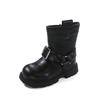 Sapatos de Menina Estilo Coreano, Botas de Cano Médio para Crianças, Novas Botas de Outono e Inverno, Botas de Couro Cano Médio Maillard Modernas para Menininhas