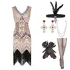Amazon 1920S Europeu e Americano P-4GG Vestido de Festa Retrô Gatsby de Noite com Franjas Tamanho Grande Decote V