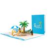 Tarjeta de felicitación tridimensional hecha a mano creativa universal para viaje de jubilación, vacaciones, tarjeta de bendición transfronteriza 3D, regalo para vacaciones en la playa