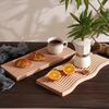 Bandeja de almacenamiento de aromaterapia con decoración de pasillo de estilo japonés, bandeja de madera con ondas de agua para estufa de la tarde, bandeja para cocinar té y frutas secas