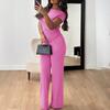 Di Yun Roupa Feminina Conjunto de Verão com Manga Curta e Calça Longa Estilo Simples e Elegante Europeu e Americano 2026 Verão Site Independente da Amazon