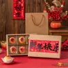 Caixa de Embalagem de Ano Novo, Caixa de Presente de Feriado, Sacola Vazia de Papel Kraft, Pastel de Gema de Ovo, Pastéis Estilo Chinês com Grade Seis-Nove, Novo Modelo 2026