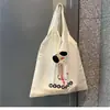 Design de filhote fofo, sacola de compras dobrável simples e ecológica, grande capacidade, portátil, adequada para carregar por aí, durável e perfeita para guardar itens no supermercado