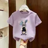 Camiseta de Moda para Niños Estilo Americano Fresca Ins con Estampado, Nueva de Verano Ajuste Holgado Versátil Manga Corta de Algodón Puro para Niños Mayores