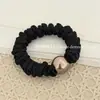 Versión Coreana de la Nueva Goma para el Cabello de Perla de Alto Brillo, Anillo de Perlas de Café Versátil para Mascarilla, Banda para el Cuero Cabelludo de Alta Elasticidad, Goma para Recoger la Cola de Caballo