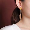 Un Ciervo Plata Esterlina S925 Chapado en Oro Cera de Abejas Retro Ruyi Aretes Largos Elegantes de Moda con Borla Redonda