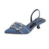 Sandalias de Tacón Ultra Alto de Punta con Lazo de Pedrería y Diseño Hueco, Estilo Nuevo de Verano 2025, Tallas Plus Europeas y Americanas para Mujer