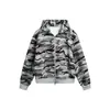 Sudadera con capucha y cremallera Yidao Vintage 2026 Primavera Nueva Estilo Corto Cuadrado Camuflaje Retro Americano Fresca Holgada