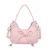 Elegante y estilosa bolsa de mano con lazo para mujer, moderna bolsa de mano con forma de media luna, bolso cruzado de moda de estilo coreano de nicho