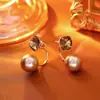 Aretes de Cristal Zircón Perla Color Café, un Diseño Versátil de Doble Uso con un Toque Único y Elegante, Joyería de Moda de Alta Gama