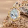 Anel de Prata Esterlina S925 com Pedra Natural Colorida Grande de Ametista e Citrino para Mulheres, com um Toque Único e de Alto Padrão, Popular em Transmissões ao Vivo e Vendas Transfronteiriças