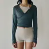 Moderna Ropa Deportiva de Secado Rápido con Cordones para Mujer, Top Profesional de Manga Larga para Pilates, Danza, Deportes, Corte Ajustado, Yoga