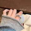 Anillo elástico coreano Ins con forma de corazón, cuadrado, circonita, perla, diseño de nicho, para mujer, lujo ligero, elegante, de alta calidad