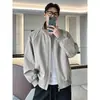 Chaqueta de Patchwork Americano Desconstruida con Cuello Alto para Hombre Otoño Talla Grande Moderna Ajuste Holgado Chaqueta Bomber